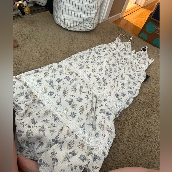 Lulus boho Fond of Frolicking White Floral Print Seersucker Maxi Dress - Picture 6 of 9